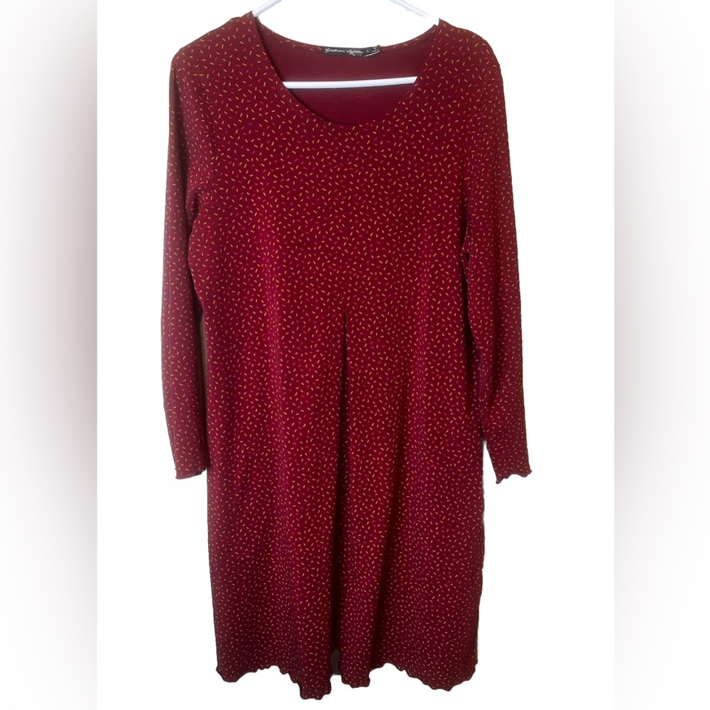 Gudrun Sjöden Pepper Maroon Print MIDI Dress with Pockets Size L